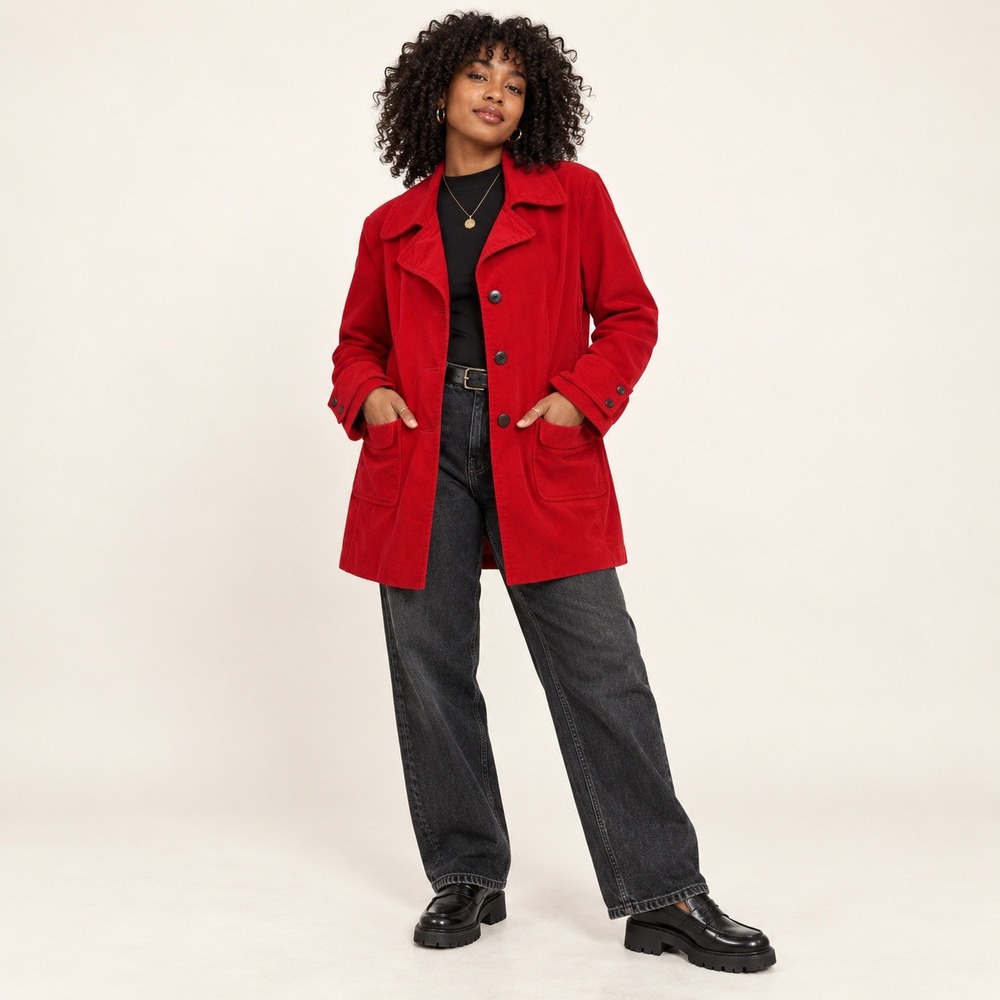 David Brooks Red Velvet Blazer XL Cotton Stretch Riding Jacket Academia